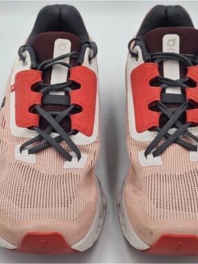 ON Women's Cloud Stratus 2 Running Walking Shoes Red Inferno White Size 8